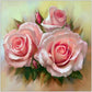 Diamond Painting - Partial Round - Three Pink Flowers