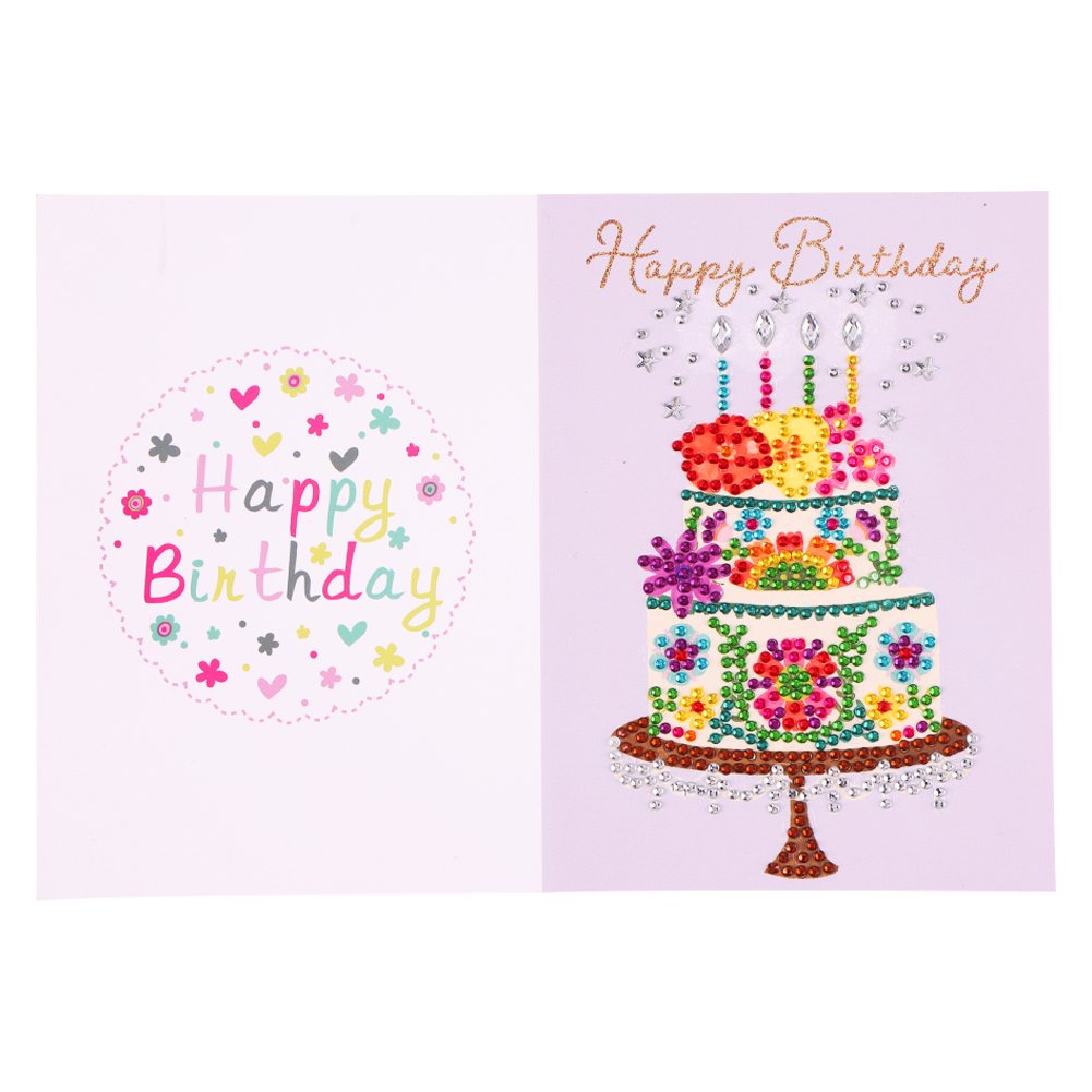 Cake DIY 5D Diamond Painting Happy Birthday Postcard