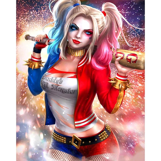 5D Diy Diamond Painting Kit Full Round Beads Harley Quinn