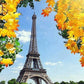 Eiffel tower and maple leaves diamond painting