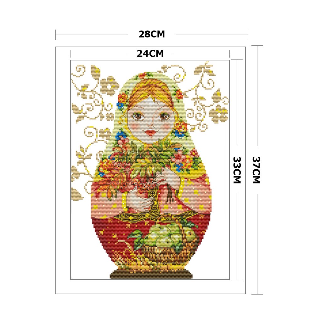 14ct Stamped Cross Stitch - Russian Doll (28*37cm)