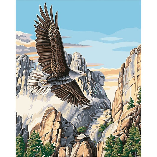 Hand Painted Drawing Acrylic Canvas Flying Eagle Wall Art Craft Decor