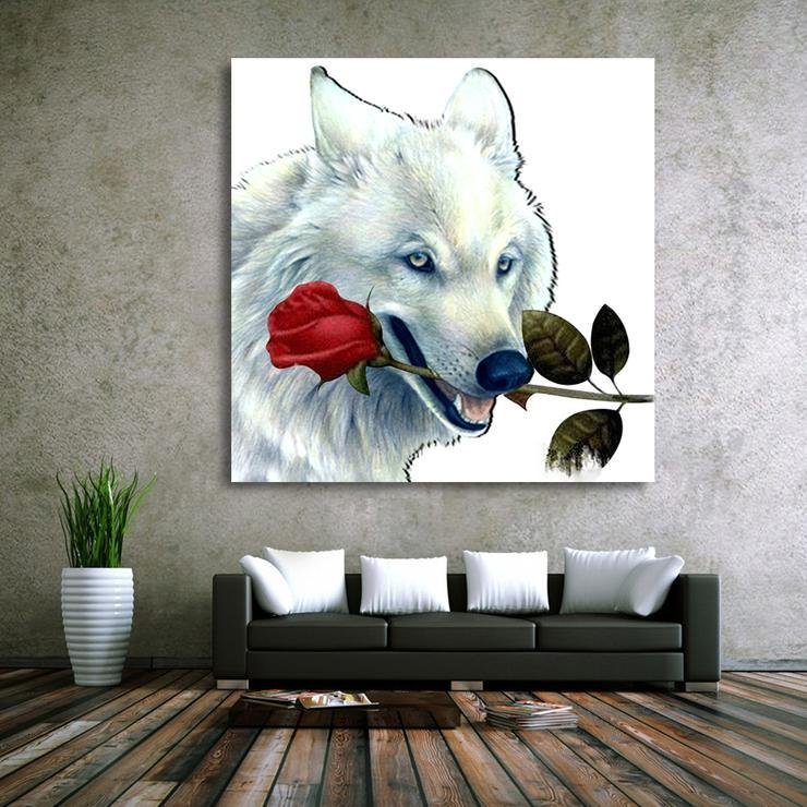 Pintura de diamante - Redondo parcial - Lobo blanco