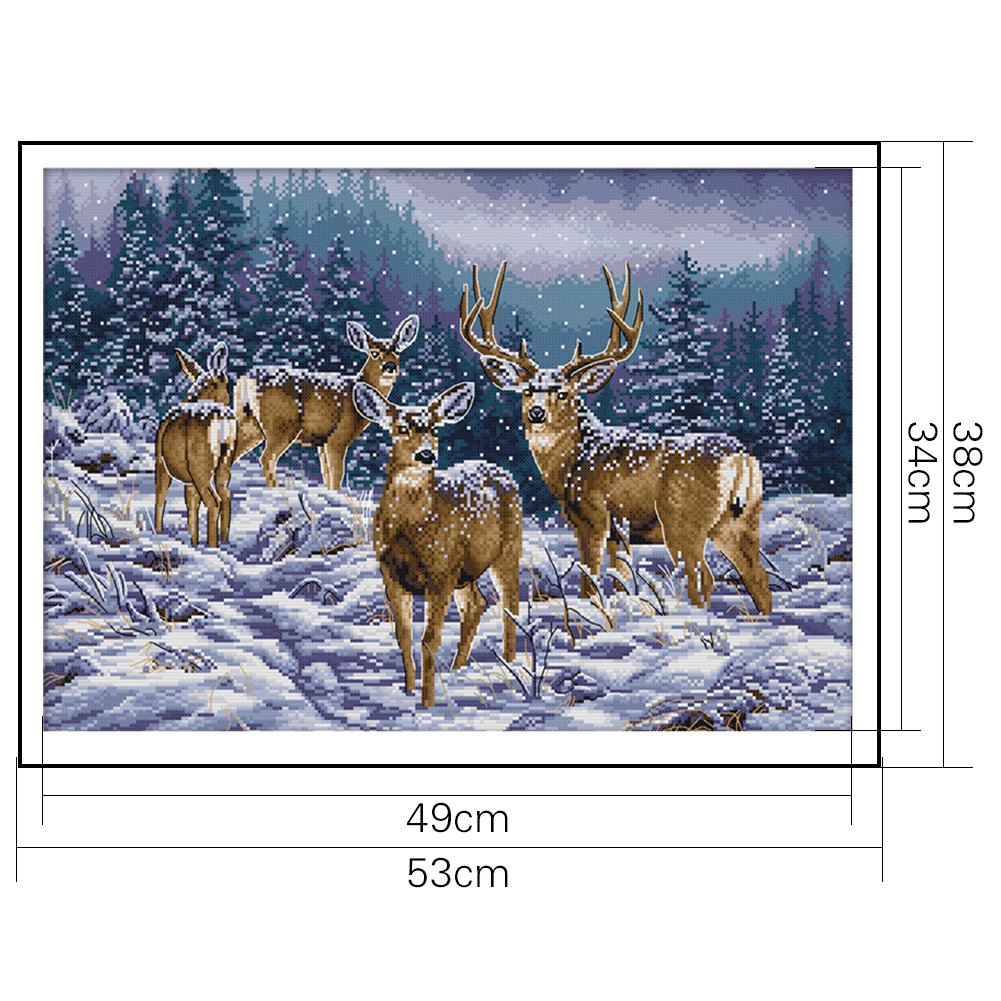 14ct Stamped Cross Stitch - Snow Deer (53*38cm)