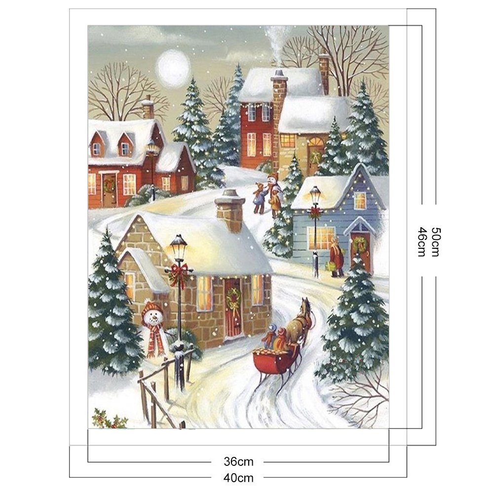 11CT Stamped Cross Stitch - Snow Street(50*40CM)