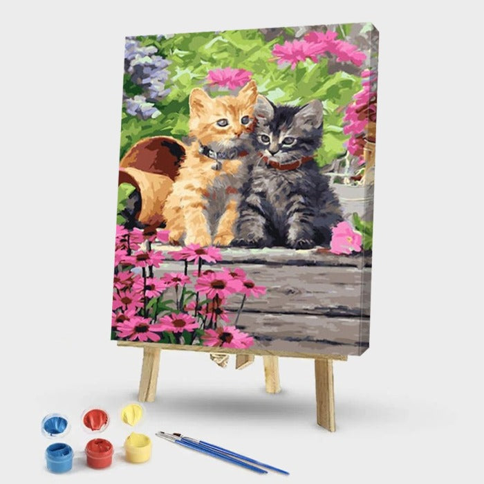 Oil Painting By Numbers Chair Cats Hand Painted Canvas Picture  