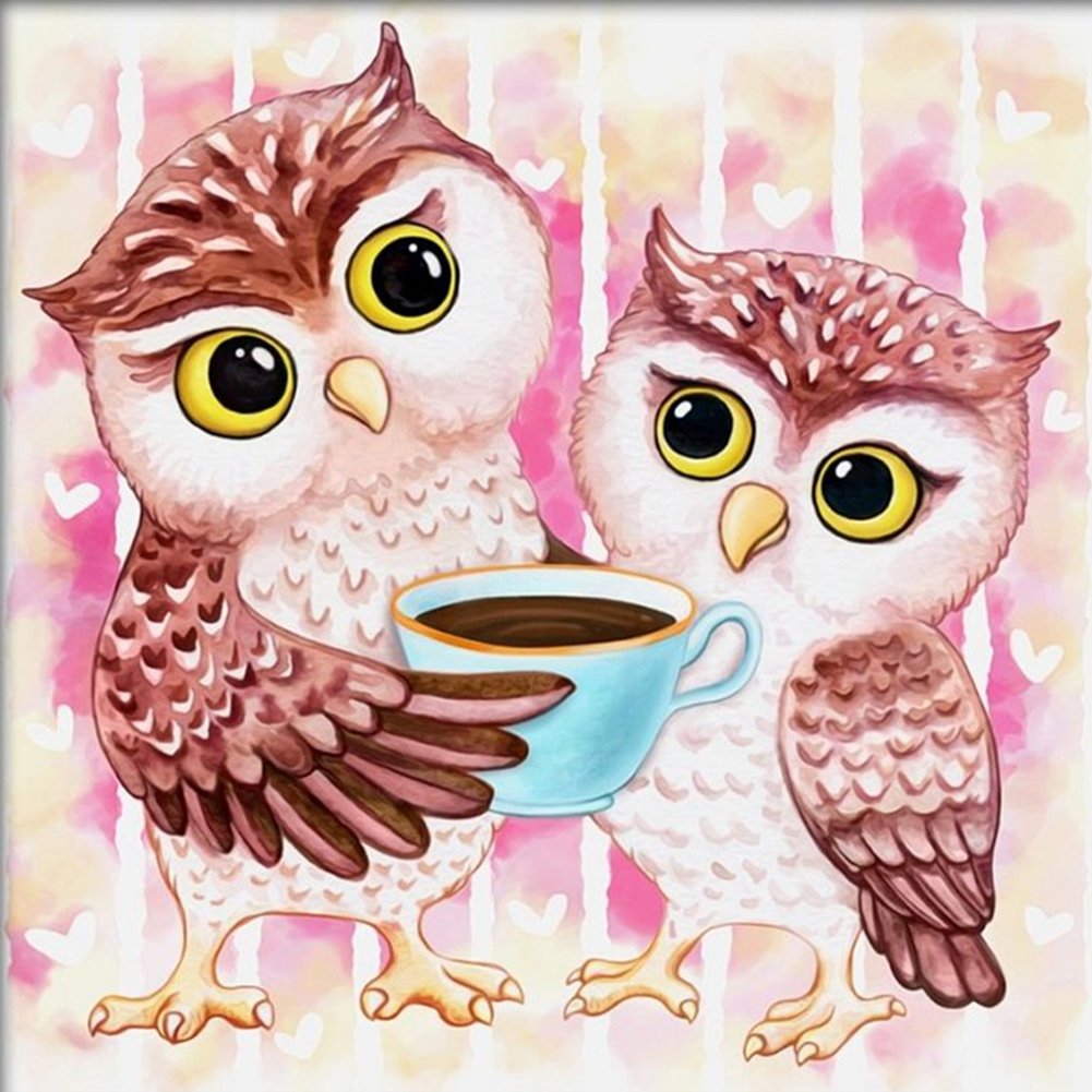 Diamond Painting - Full Round - Cute Owls