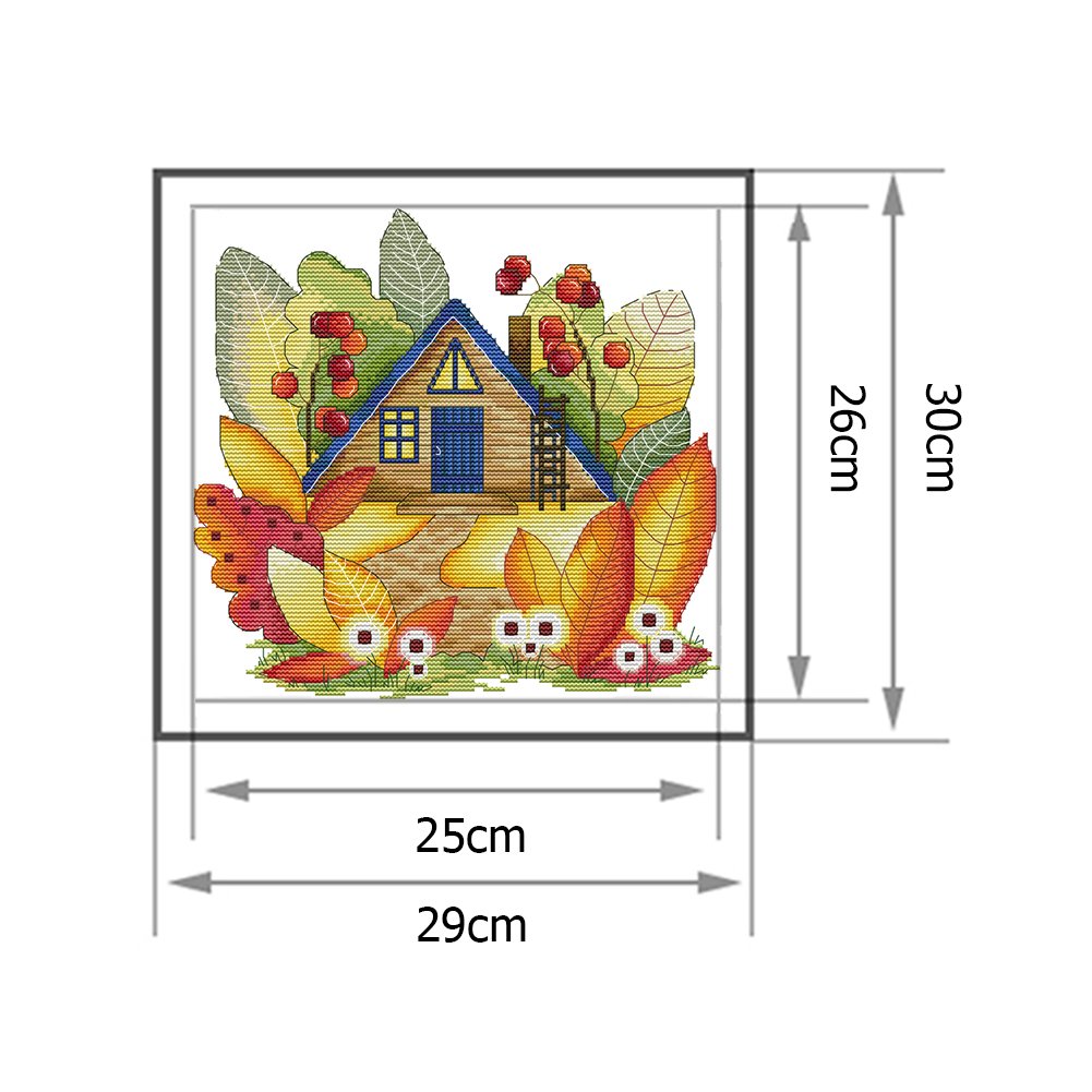 14ct Stamped Cross Stitch - Autumn Magic House(30*29cm)