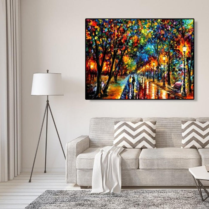 Romantic Stroll Hand Painted Canvas Oil Art Picture Craft Home Wall Decor