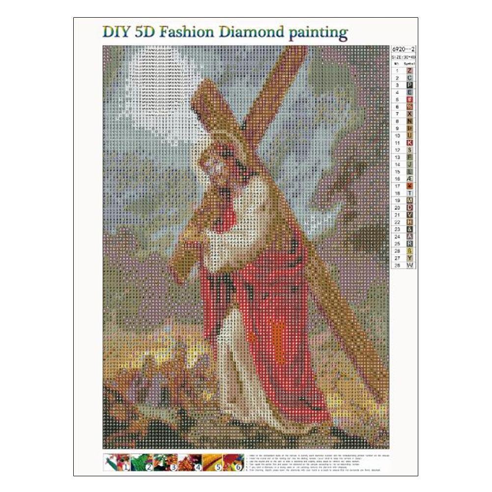 Pintura de diamantes - Redondo completo - Cruz religiosa
