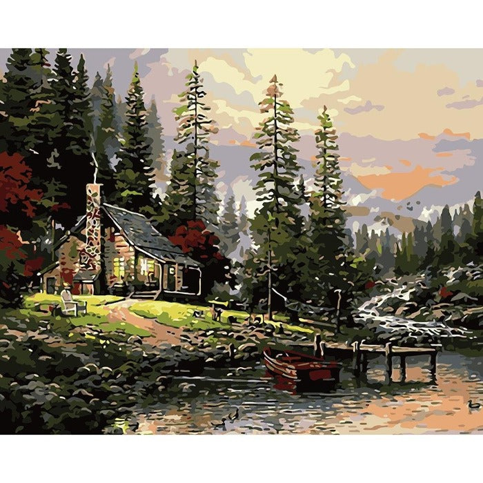 Paint By Number Oil Painting Riverside Hut (40*50cm)
