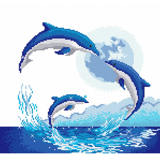 11ct Stamped Cross Stitch Jumping Dolphin (47*41cm)