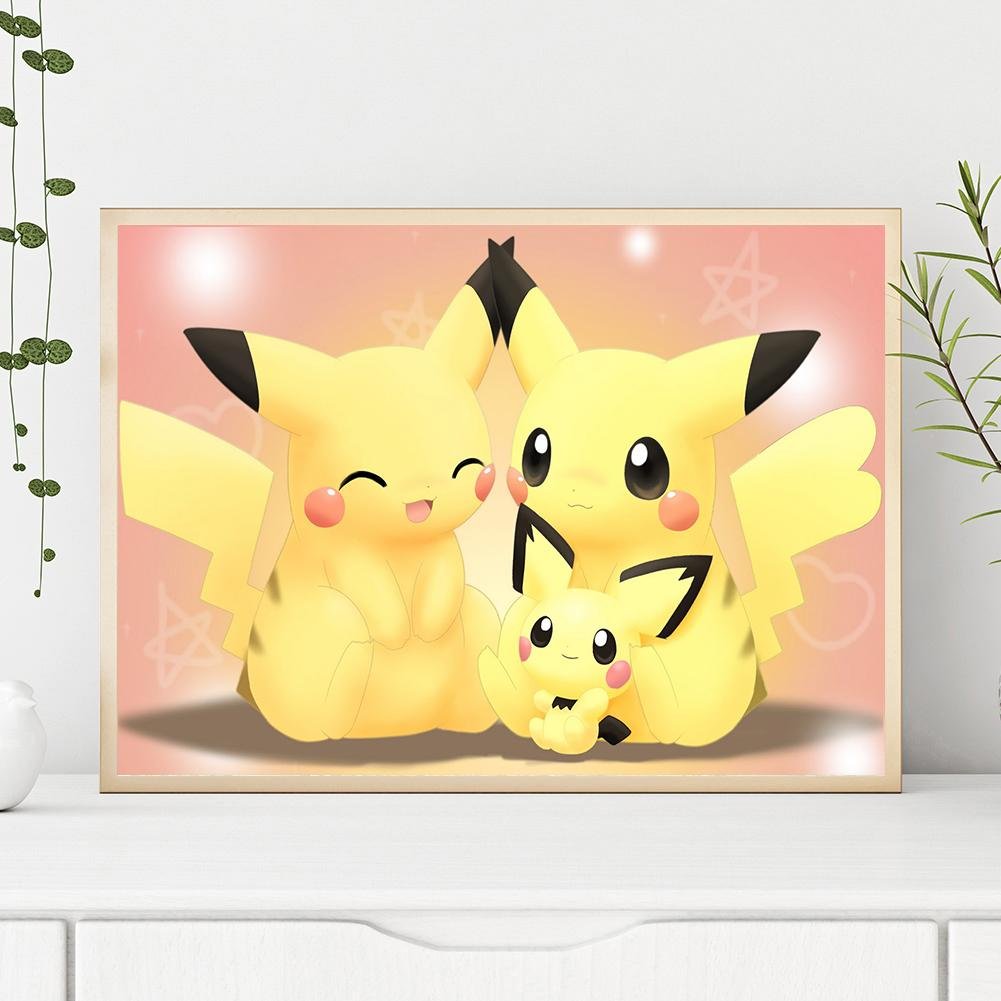 Pintura Diamante - Rodada Completa - Família Pikachu
