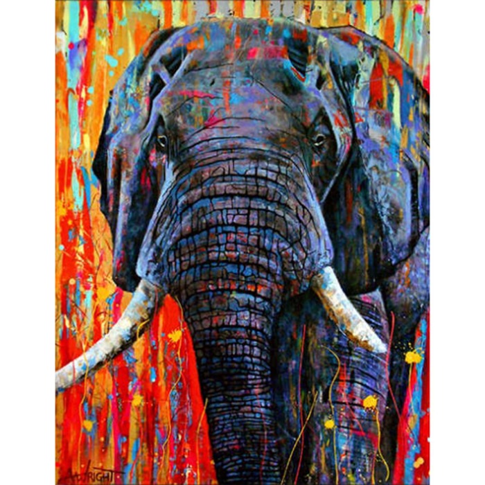 Oil Painting By Numbers Male Elephant DIY Canvas Coloring Picture