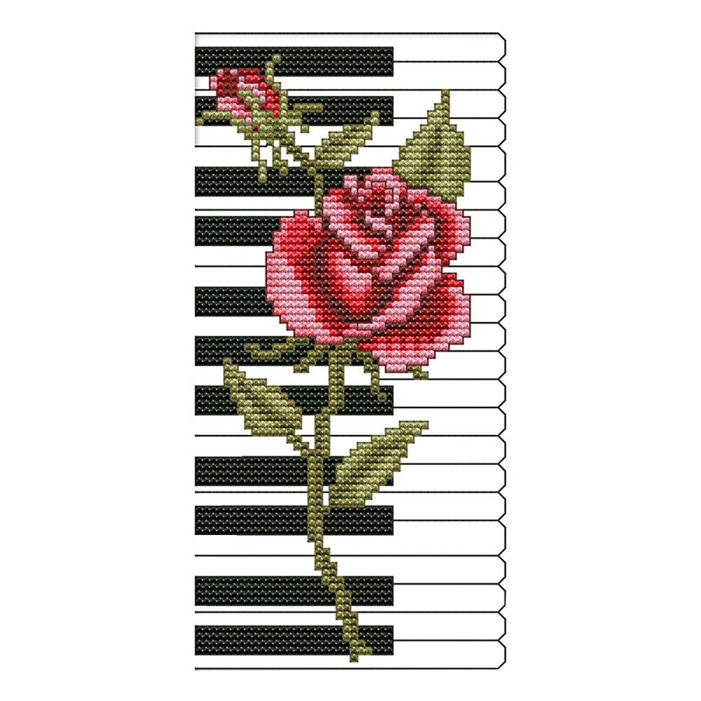 14ct Stamped Cross Stitch Rose Piano (13*21cm)