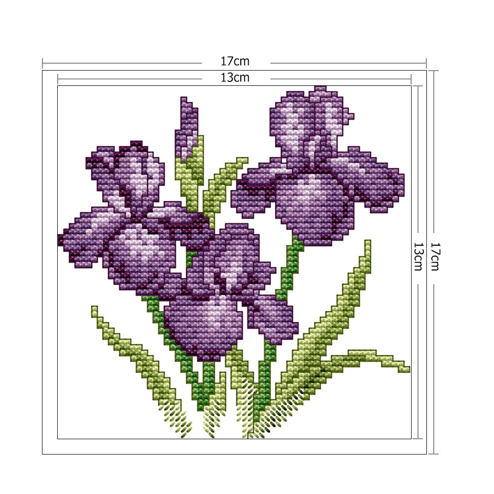 14ct Stamped Cross Stitch - Purple Flower(17*17cm)