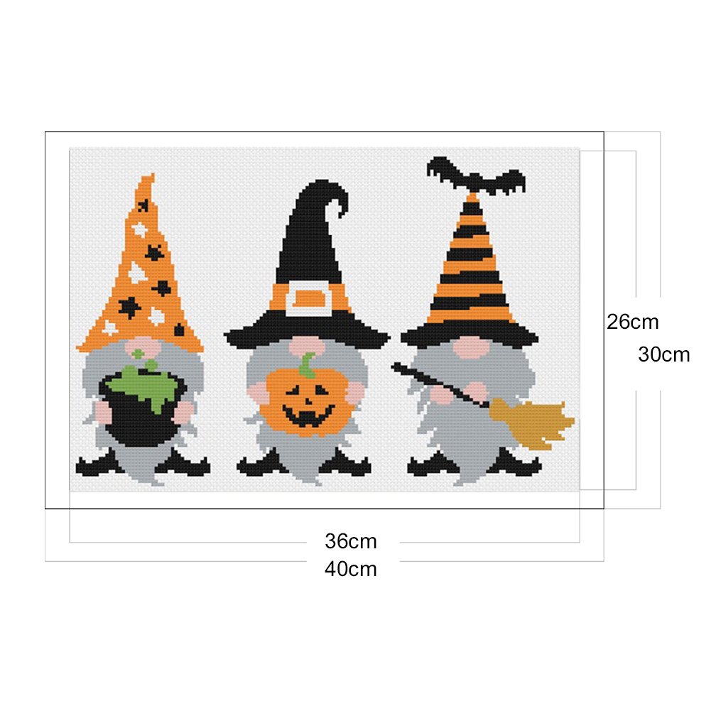 11ct Stamped Cross Stitch - Halloween Gnome (30*40cm)