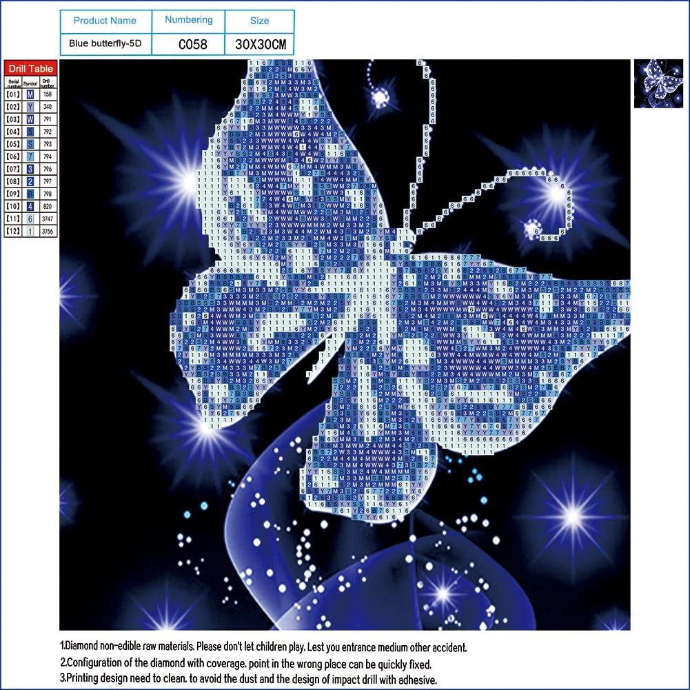 Partial Round Diamond Painting Crystal Butterfly Canvas Size