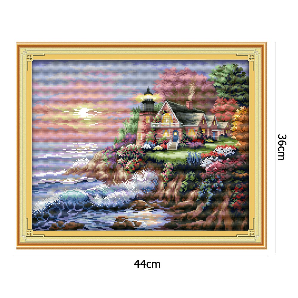 14ct Stamped Cross Stitch - Seaside Lighthouse (44*36cm)