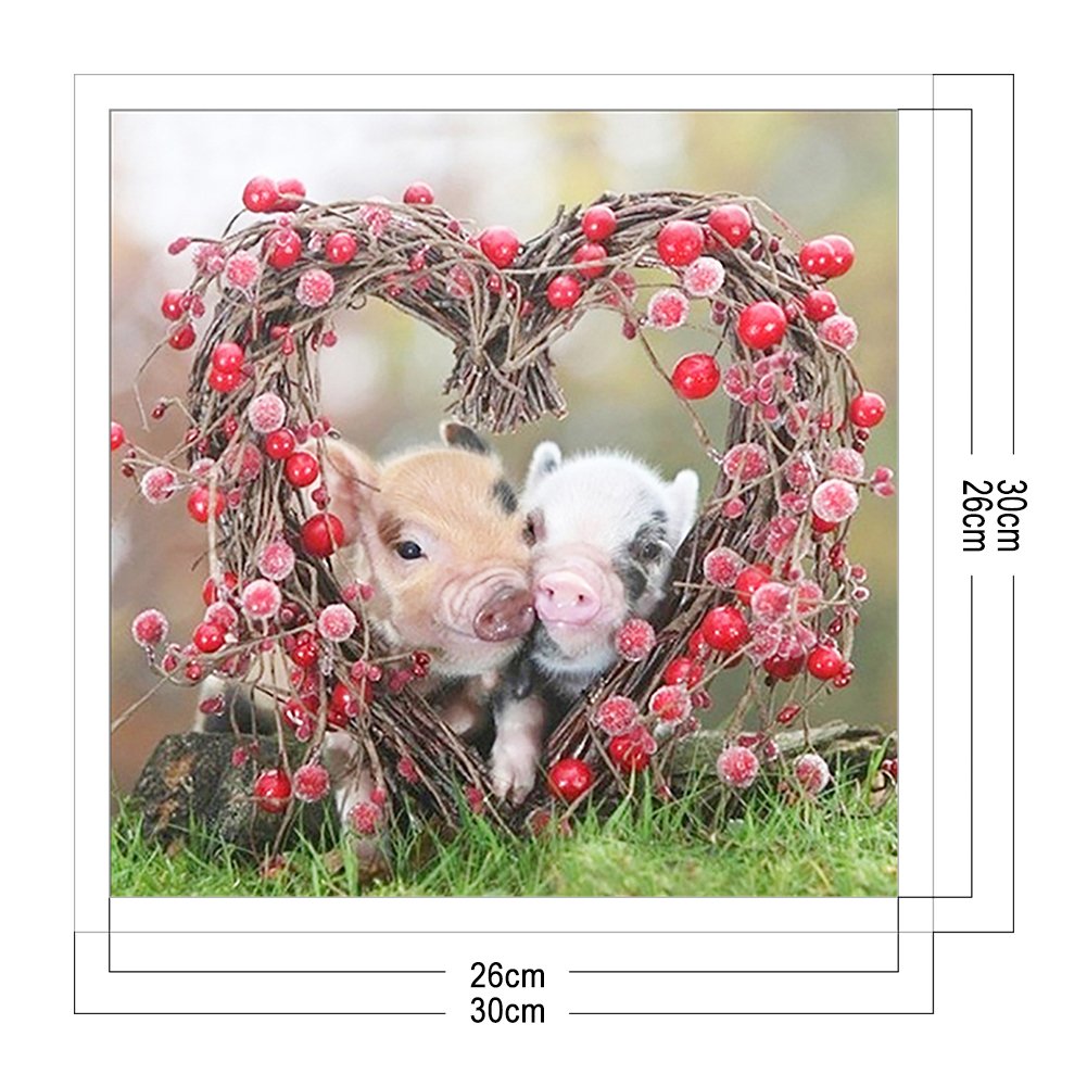 Ponto cruz estampado 11 ct - Piggy Love (30*30cm)