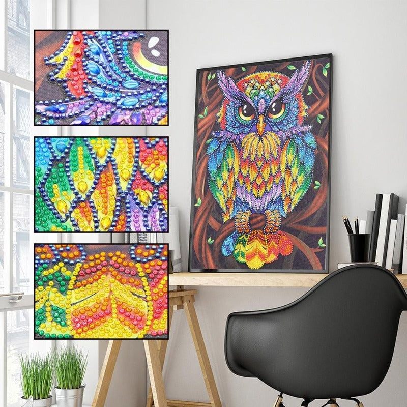 Colorful Owl Crystal Rhinestone 5D Diamond Painting (Part Drill)