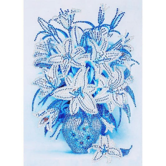 Diamond Painting - Crystal Rhinestone - Blue Flowers