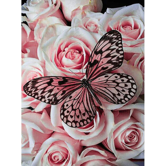 5D Diy Diamond Painting Kit Full Round Beads Flower Butterfly