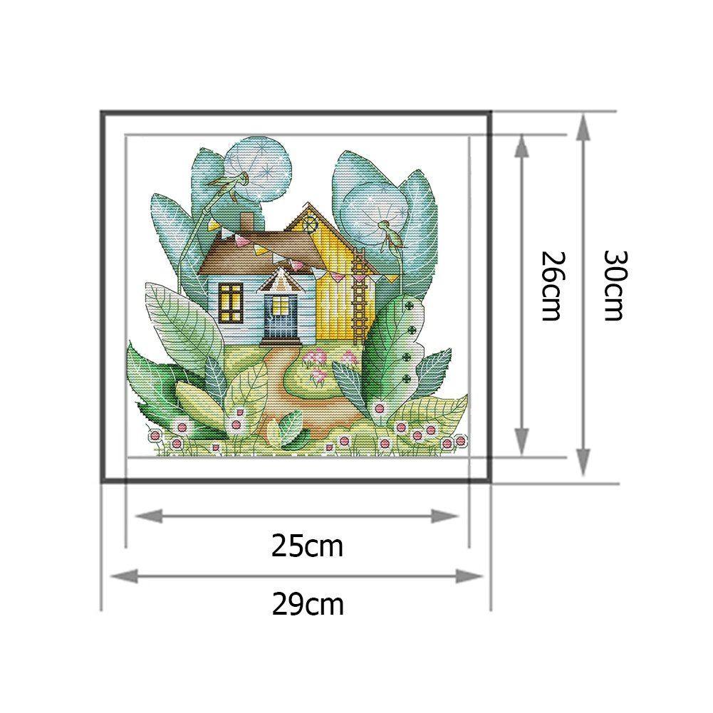 Ponto cruz estampado 14 quilates - Summer Magic House (30 x 29 cm)