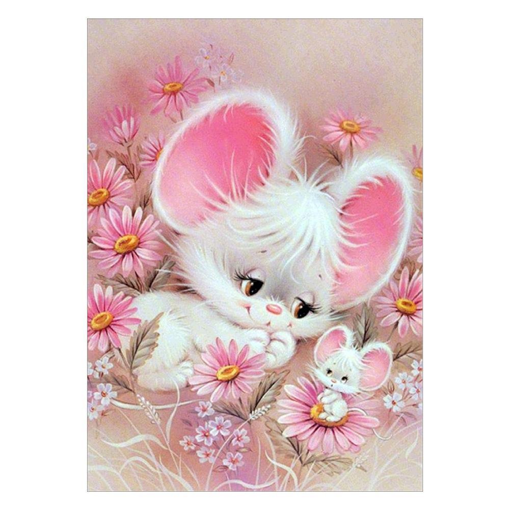 Diamond Painting - Partial Round - Cute White Mouse