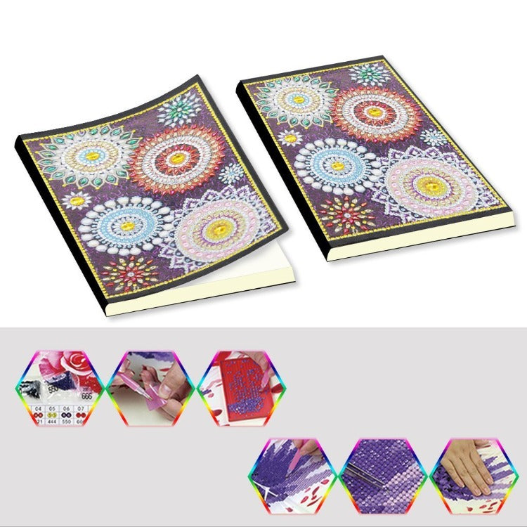 A5 5D Notebook DIY Part Special Shape Rhinestone Diary Book | Flower