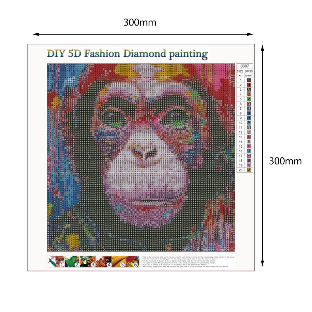 Pintura de diamante - Ronda completa - Cara de mono