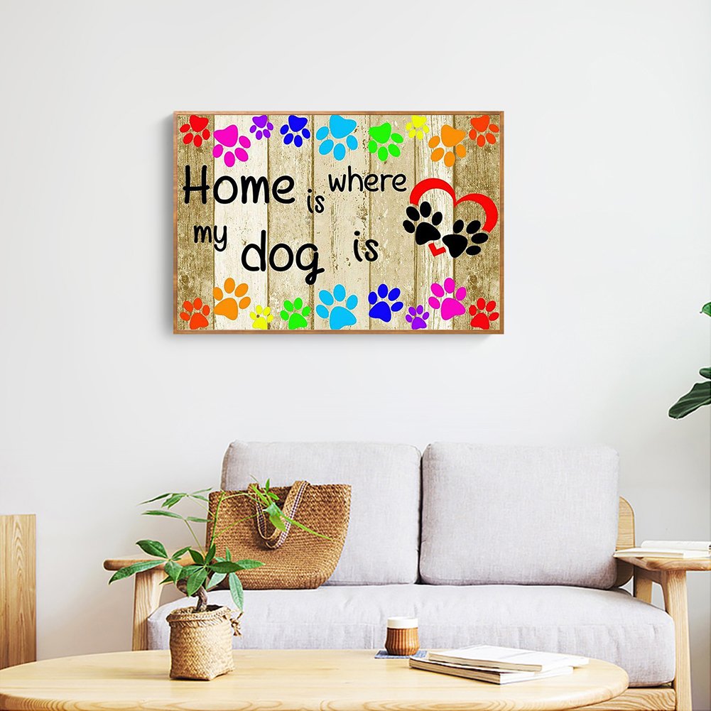 Pintura de diamante - Ronda completa - Casa con perro