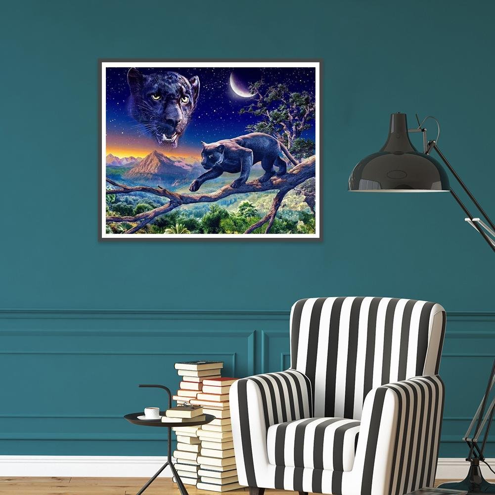 Pintura de diamante - Ronda completa - Lobo nocturno