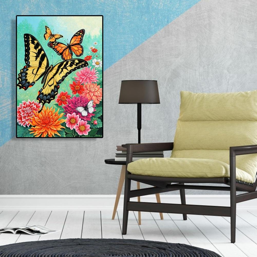 Diamond Painting - Full Round - Flower Butterfly C
