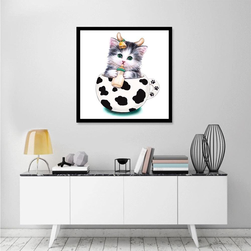 5D DIY Diamond Painting Kit - Partial Round - Cup Cat Baby