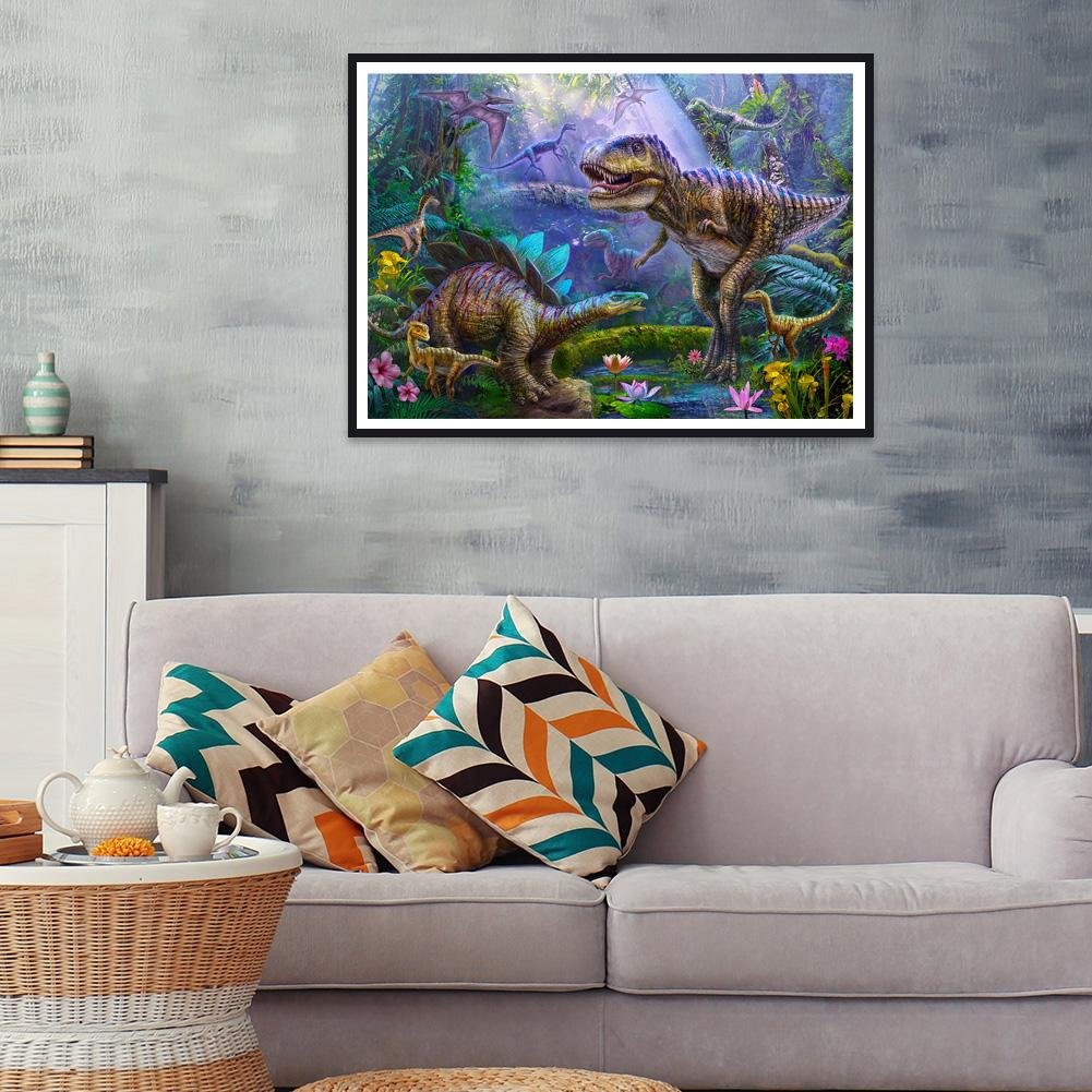 Diamond Painting - Full Round - Dinosaurs in Forest
