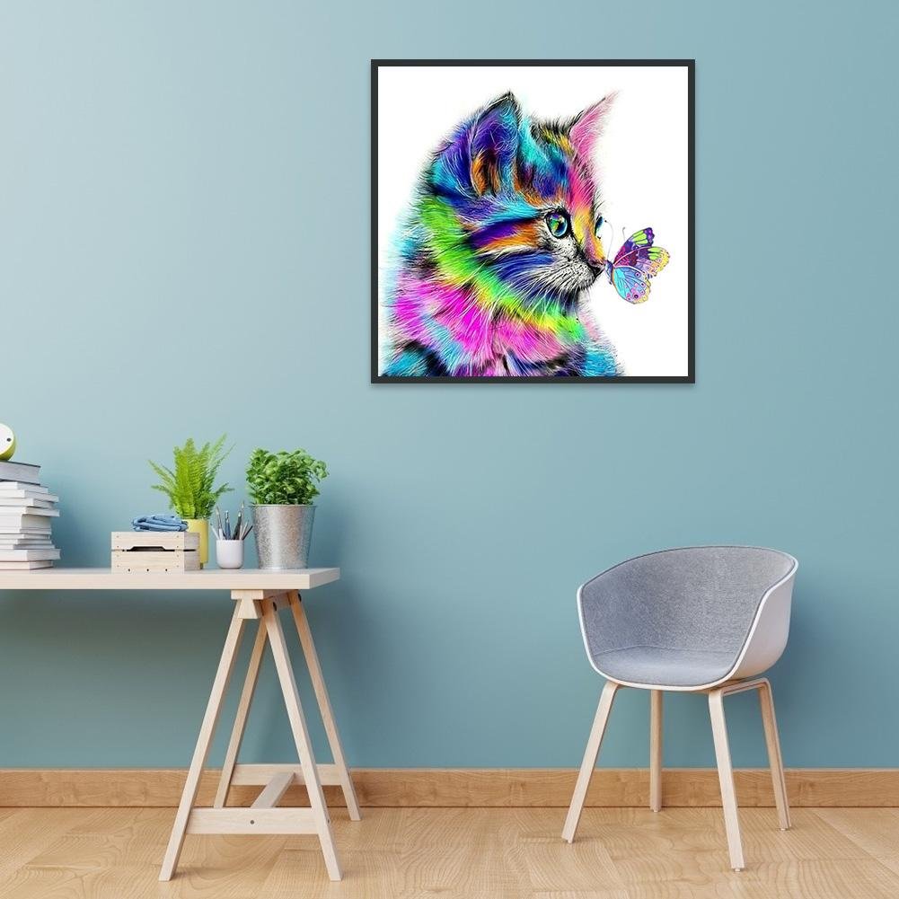 Diamond Painting - Full Round - Cat & Butterfly