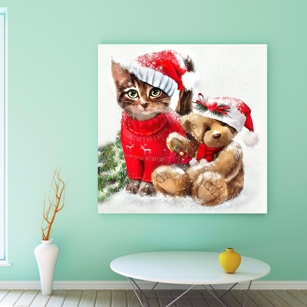 Diamond Painting - Full Round - Christmas Cat