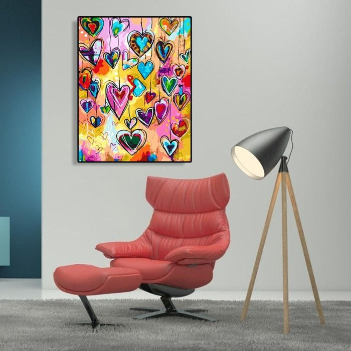 Love Heart Hand Painted Canvas Oil Art Picture Craft Home Wall Decor