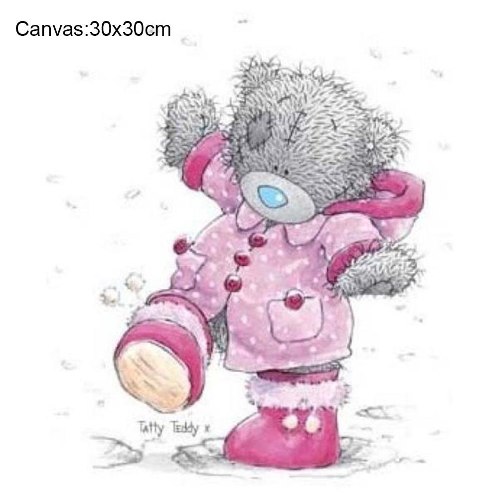 Pintura Diamante - Redondo Completo - Urso Cartoon B