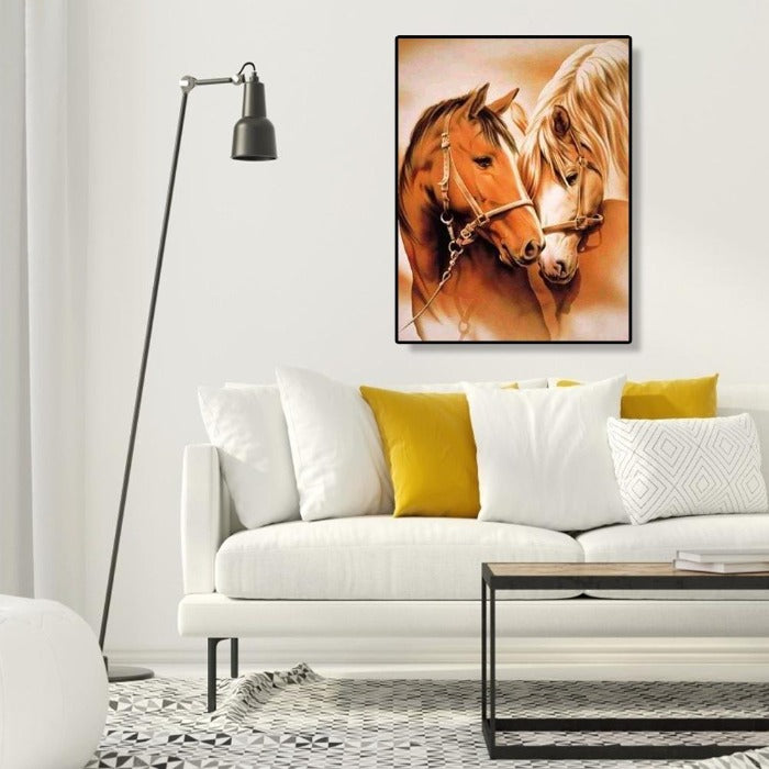 Painting By Numbers Loving Horses Hand Painted Canvas Oil Art Picture