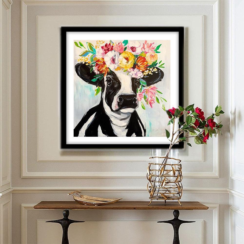 Diamond Painting - Full Round - Flower Cow A