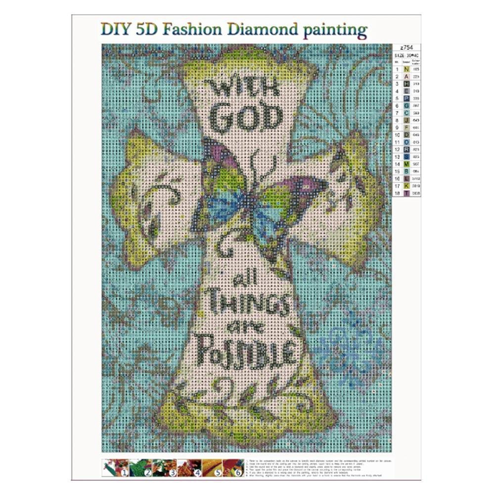 Diamond Painting - Full Round - Easter Butterfly and Cross