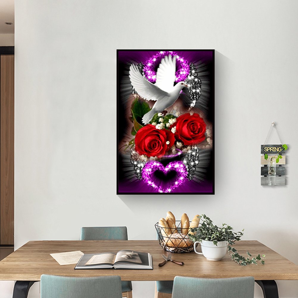 Pintura Diamante - Redondo Completo - Amor Rosa (30*45cm)