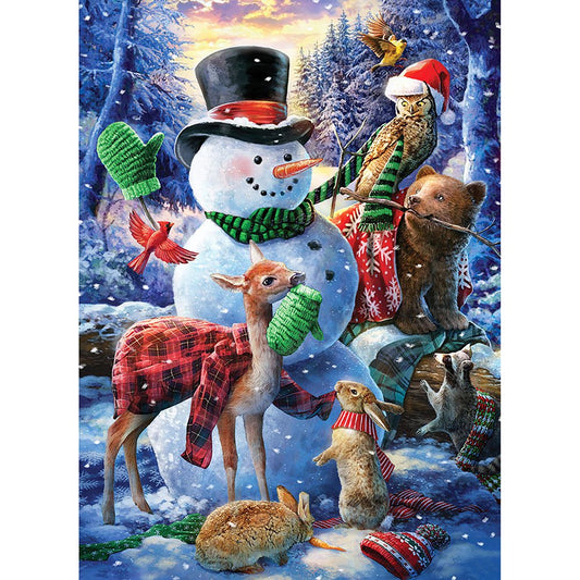 Christmas 5D Diy Diamond Painting Kit Full Round Beads Snowman Animals