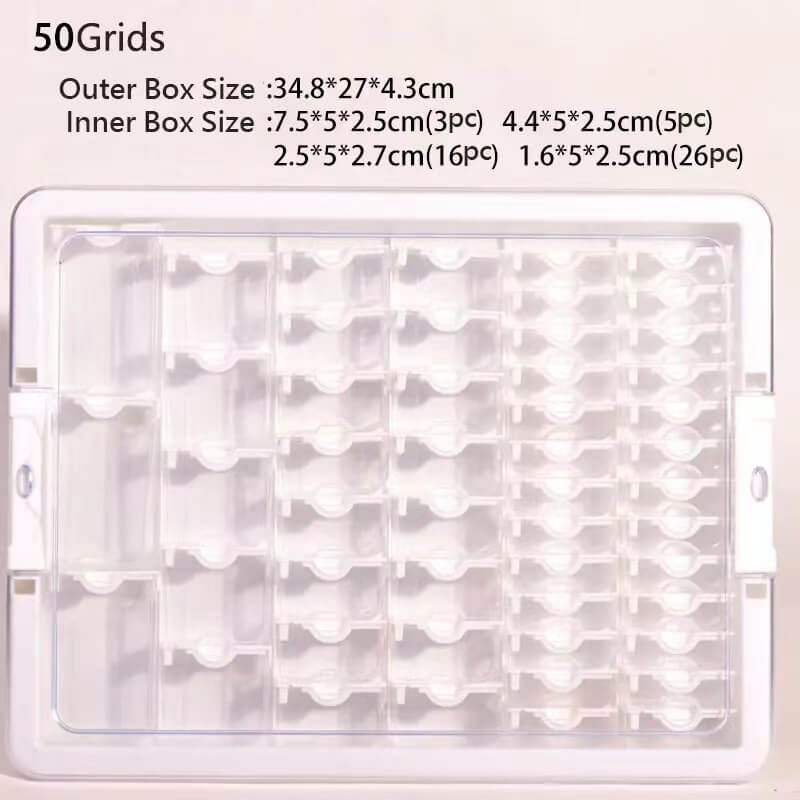 50 grids transparent plastic diamond painting storage container