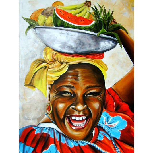 Full Round Diamond Painting Kits African Smiling Woman