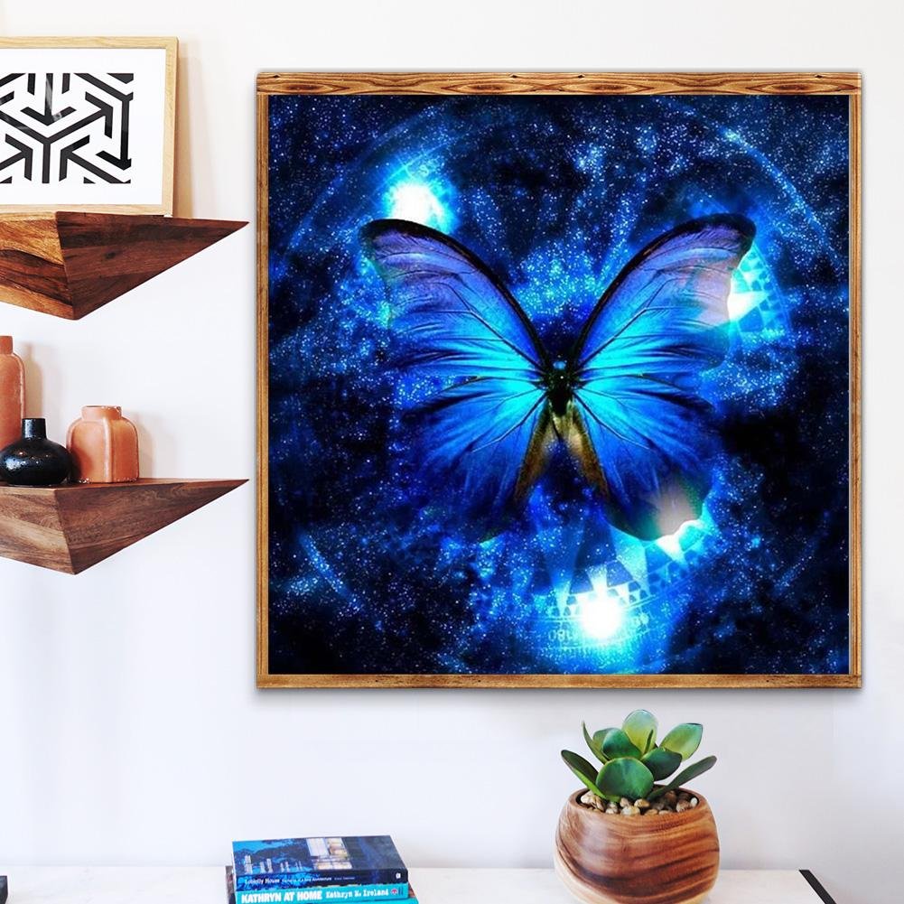 Pintura de diamante - Redondo completo - Mariposa azul