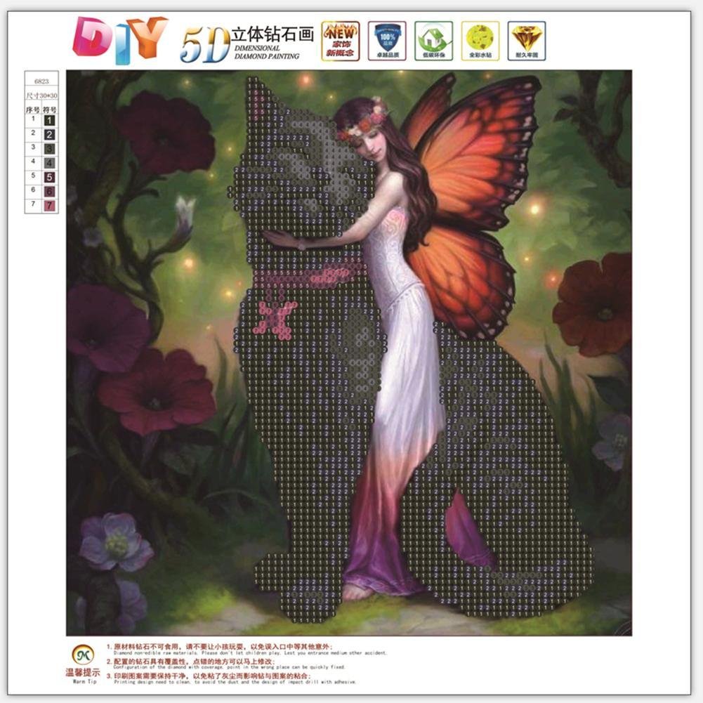 5D DIY Diamond Painting Kit - Partial Round - Beauty & Cat