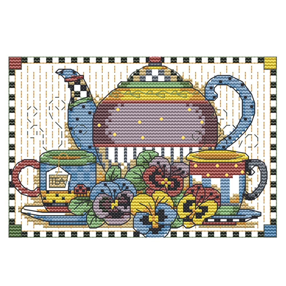 14ct Stamped Cross Stitch Tea Set(21*16cm)